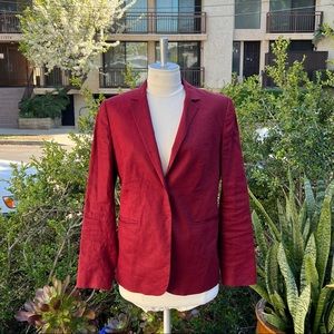 MORGANE LE FAY Designed By Liliana Casabal Linen/ Lycra Blazer Burnt Red Color